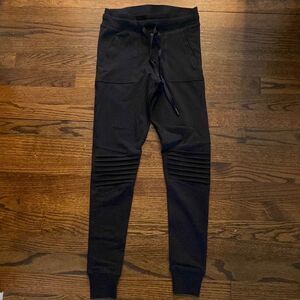 Mono B Small Jogger Sweatpants Black Elastic Waist Ribbed Knees Drawstring